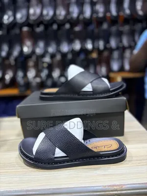Men's Clarks Black Leather Sandals