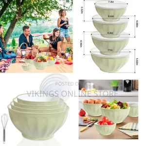 4-Piece Large Plastic Nesting Mixing Bowls with Lids Set