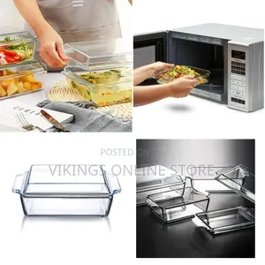 3 Piece Rectangle Glass Bakeware Dishes with Lids