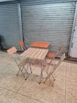 Brown Executive Foldable Reading Table and Chairs Set - 1