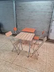 Brown Executive Foldable Reading Table and Chairs Set - 2