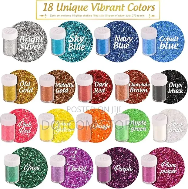 LEOBRO 18-Piece Extra Fine Glitter Shake Jar Set - 1