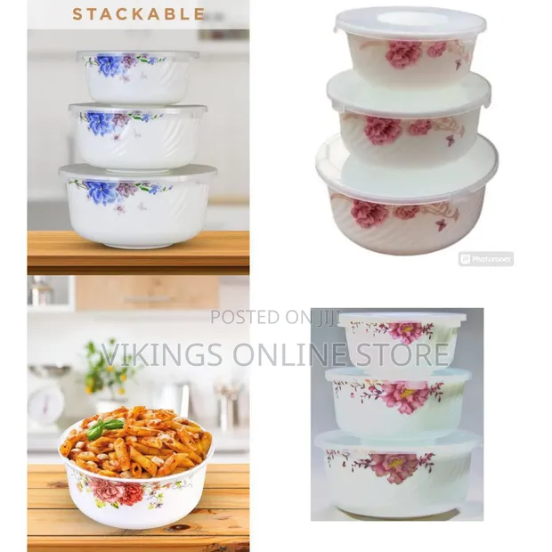 Opal 3 Piece Floral Serving Bowl Set (1500ml, 1000ml, 500ml) - 1