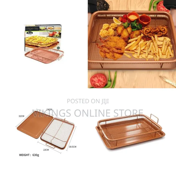 Nonstick Air Fryer Pan Copper Crisper Oven Grill - 1