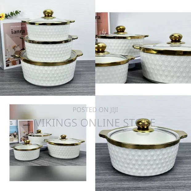 CAN Ceramic Casserole Pot with Golden Lid - 1