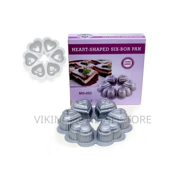 6 Grid Novelty Heart Nonstick Cake Pan - 1