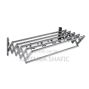 Wall-Mounted Retractable Accordion Clothes Drying Rack - Stainless Steel