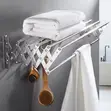 Wall-Mounted Retractable Accordion Clothes Drying Rack - Stainless Steel - 2