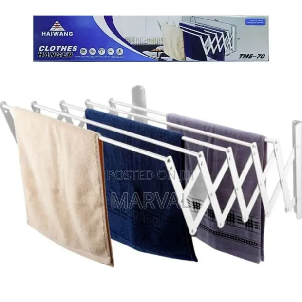 Haiwang Wall Mount Foldable Cloth Hanger (70cm & 90cm) - 1