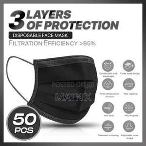 Disposable Protective Face Masks (50pcs) - Black