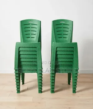 Green Rattan-Style Plastic Chairs
