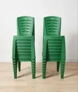 Green Rattan-Style Plastic Chairs - 1