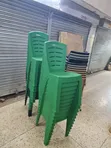 Green Rattan-Style Plastic Chairs - 2