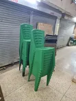 Green Rattan-Style Plastic Chairs - 3