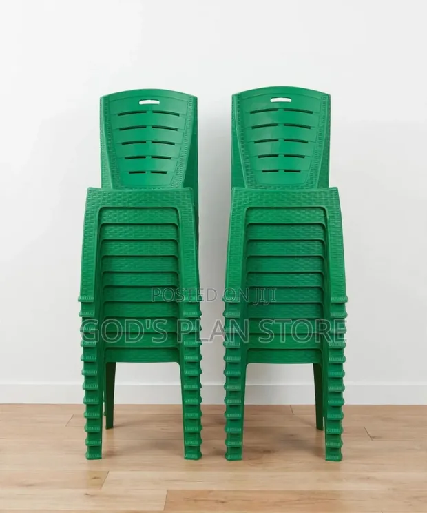 Verdant Vibes Stackable Plastic Chairs (Green) - 1