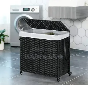 Laundry Hamper with Wheels and 3-Section Divider