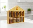 Bamboo Wooden House Spice Organizer - 3