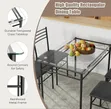 5-Piece Rectangular Tempered Glass Dining Set with Metallic Chairs - 1
