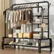 Heavy-Duty Double Rail Clothes Rack with Wheels - 1