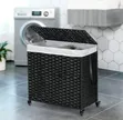 Laundry Hamper with Wheels and 3-Section Divider - 2