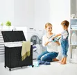 Laundry Hamper with Wheels and 3-Section Divider - 3