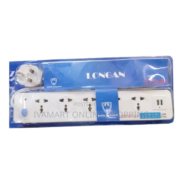 Logan 3 Meter Extension Cable with 5 Sockets & 2 USB Ports - 1