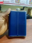 Stainless Steel Hip Flask with Blue Faux Leather Wrap - 5