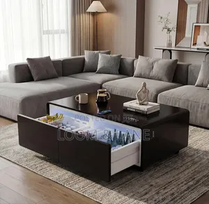 Smart Coffee Table with Integrated Fridge & Speakers