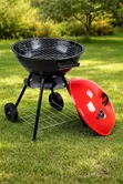 Portable Red Kettle Trolley BBQ Grill Charcoal Barbecue - 1