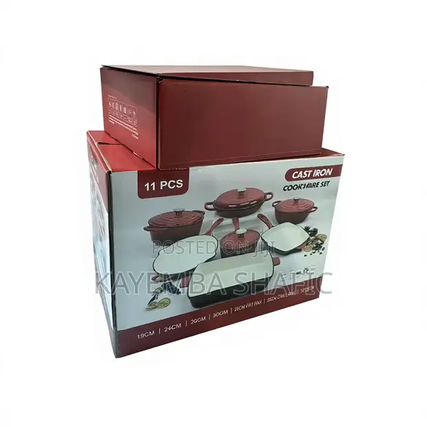 11-Piece Heavy Duty Enameled Cast Iron Cookware Set - Brand New - 1
