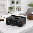 PU Leather Tissue Box Holder with Desk Organizer - 3