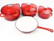 7-Piece Authentic Enameled Cast Iron Cookware Set - Red - 1