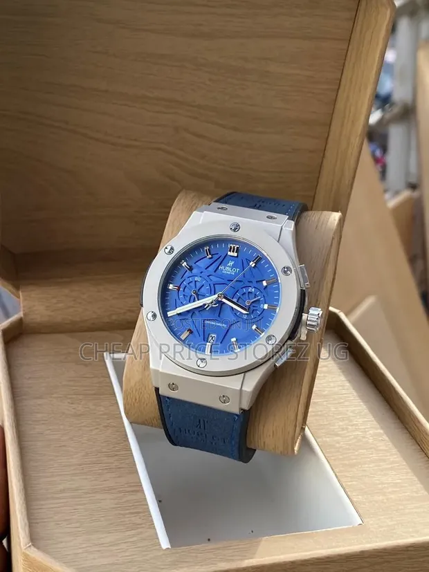 Hublot-Style Blue Chronograph Watch - Brand New - 1