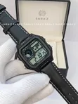 Casio Royale Digital World Time Watch - Black Leather - 2