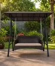 Premium Outdoor Rattan 2-Seater Swing Chair with Canopy - 2
