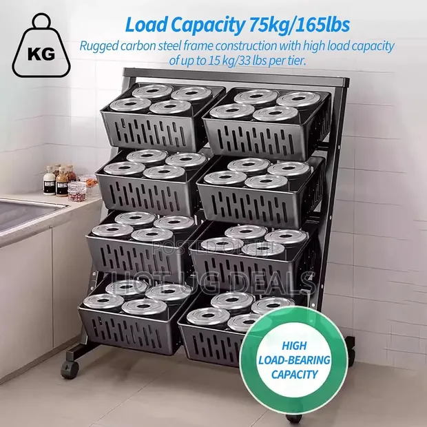 4-Tier Movable Storage Cart Shelf - 1