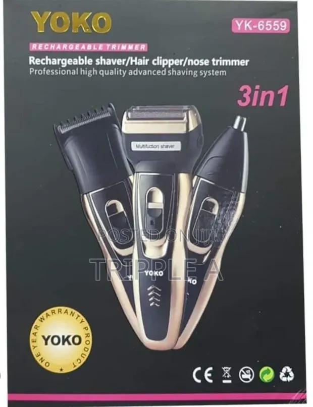 Yoko 3-in-1 Beard Shaver Trimmer Hair Clipper - Black - 1