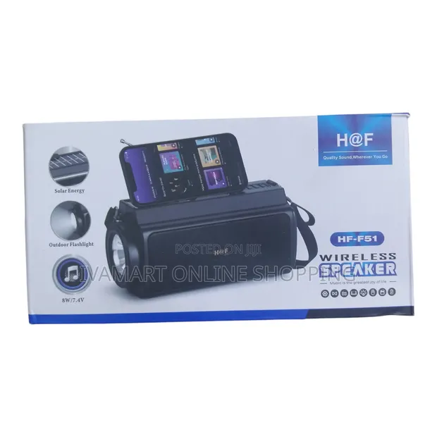 H HF-F51 Wireless Portable Speaker with Solar Charging & Flashlight - 1