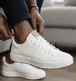 Men's Classic Ecco Casual White Leather Shoes - 1