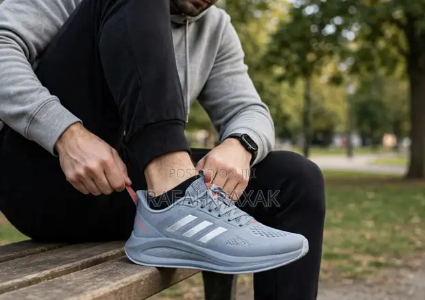 Original Grey/Silver Adidas Alpha-Edge+ Running Trainers - 1