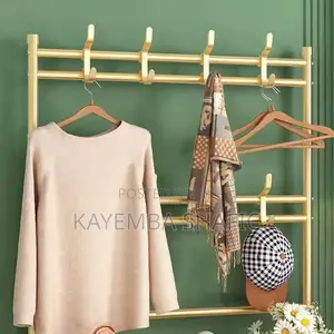 Large Metallic Golden Shoe Rack with Coat Hanger