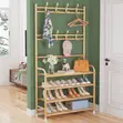 Large Metallic Golden Shoe Rack with Coat Hanger - 2
