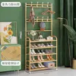 Large Metallic Golden Shoe Rack with Coat Hanger - 3