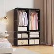 Premium 2-Column Portable Fabric Wardrobe - White - 1
