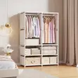 Premium 2-Column Portable Fabric Wardrobe - White - 2
