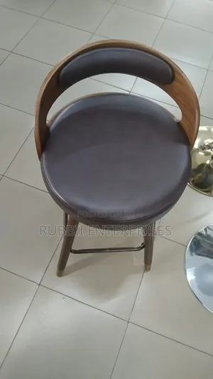 Modern Bar Stool - Walnut Bentwood & Faux Leather