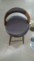 Modern Bar Stool - Walnut Bentwood & Faux Leather - 3