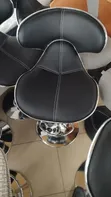 Black Faux-Leather Butterfly Bar Stool with White Stitching - 1