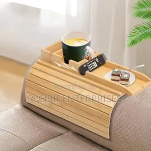 2-in-1 Bamboo Sofa Armrest Tray with Cup Holder