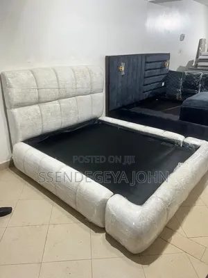 Modern White Upholstered Bubble Bed Frame
